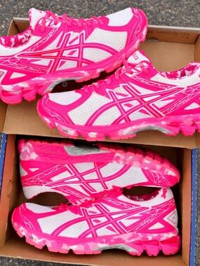 Asics Pink & White Women's Running Sneakers